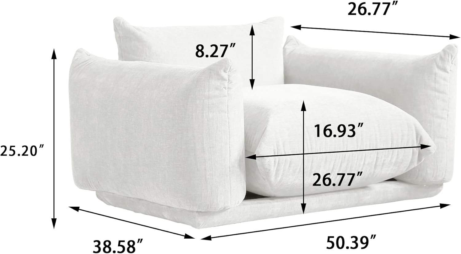 Modular Sectional Sofa,50inch Minimalist Sofa Couch,Convertible Couch, Chenilleyarn 1 Seat Modern Living Room Sofa Sets for Office House-Beige