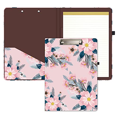 Hongri Clipboard Folio with Refillable Lined Notepad and Interior Storage Pocket for Students, Classroom, Office, Women, Man, Cute Custom Pattern, Size 12.8