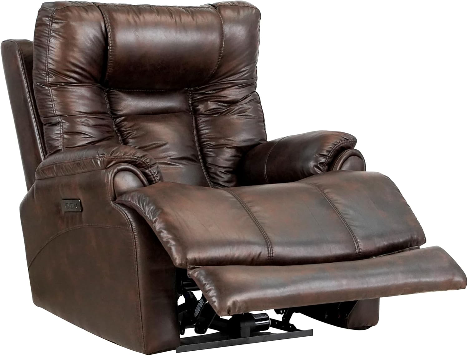 Leather Gel Zero Gravity Brown 37.5'' Width Power Recliner with Power Headrest