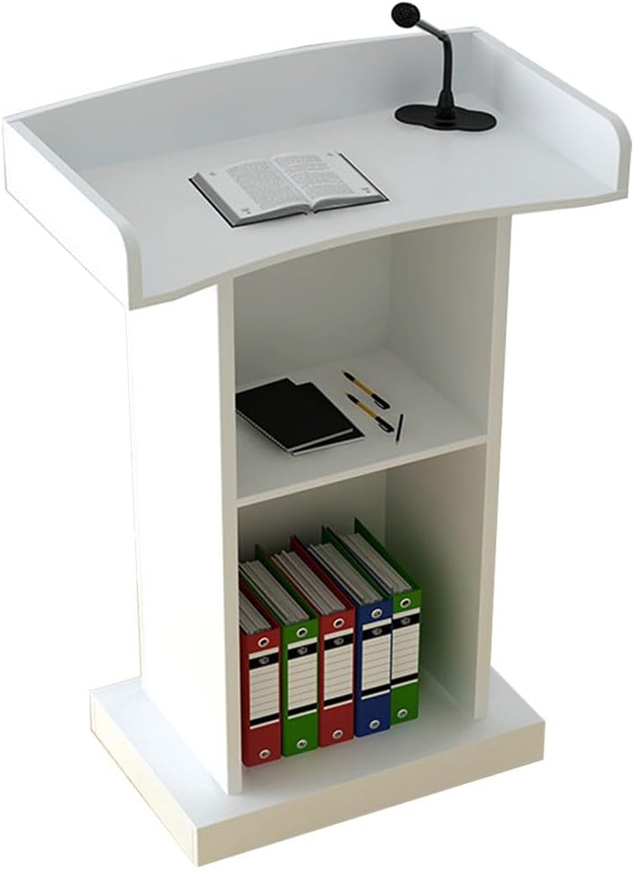 Wooden Speaking Podium with Drawer, for Conference Auditorium Church - Lectern Podium Stand, Floor Standing Podiums Reception Desk, Ideal for Speeches and Presentations