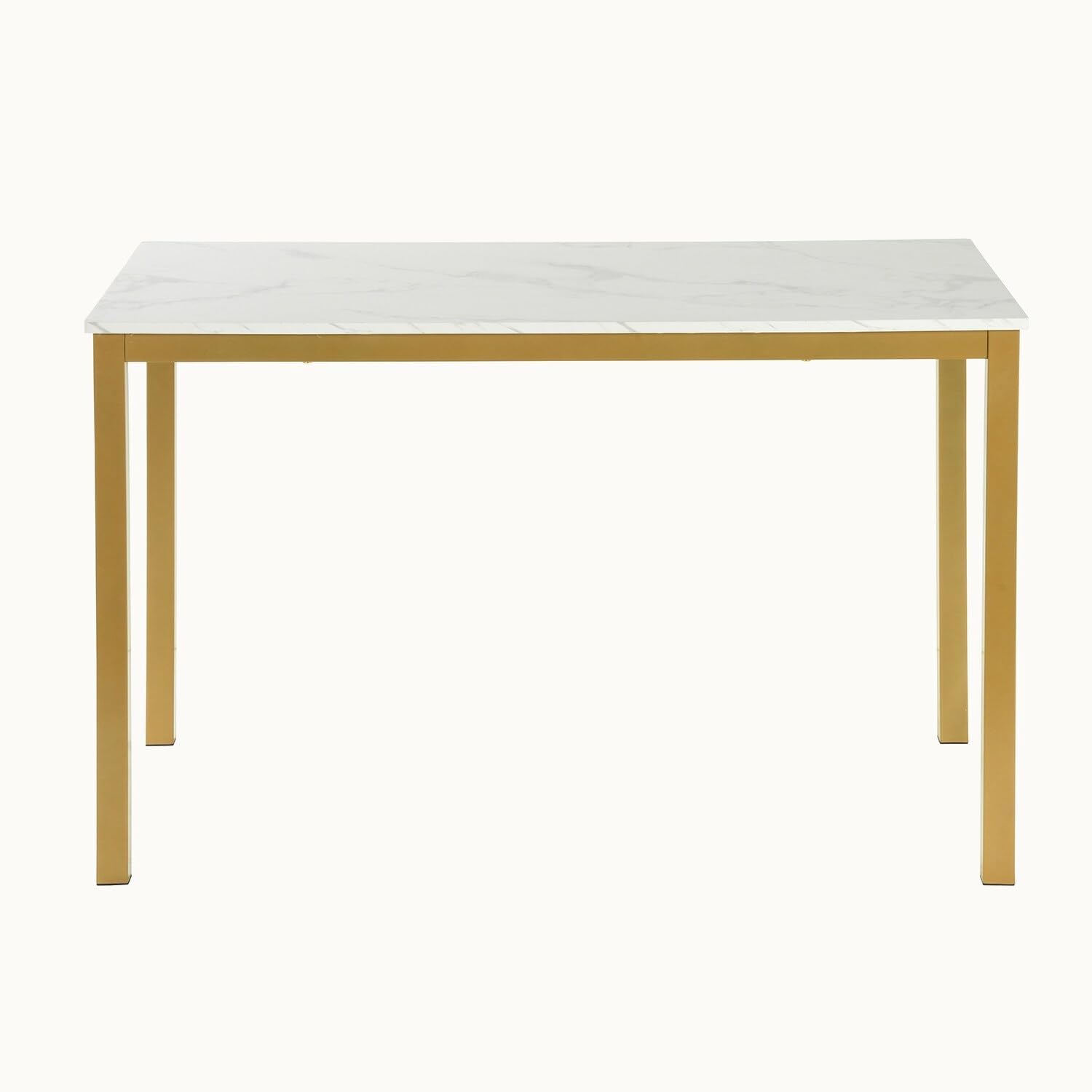 Overstock 46.8'' Dining Table - Marble Color Table top with Golden Leg