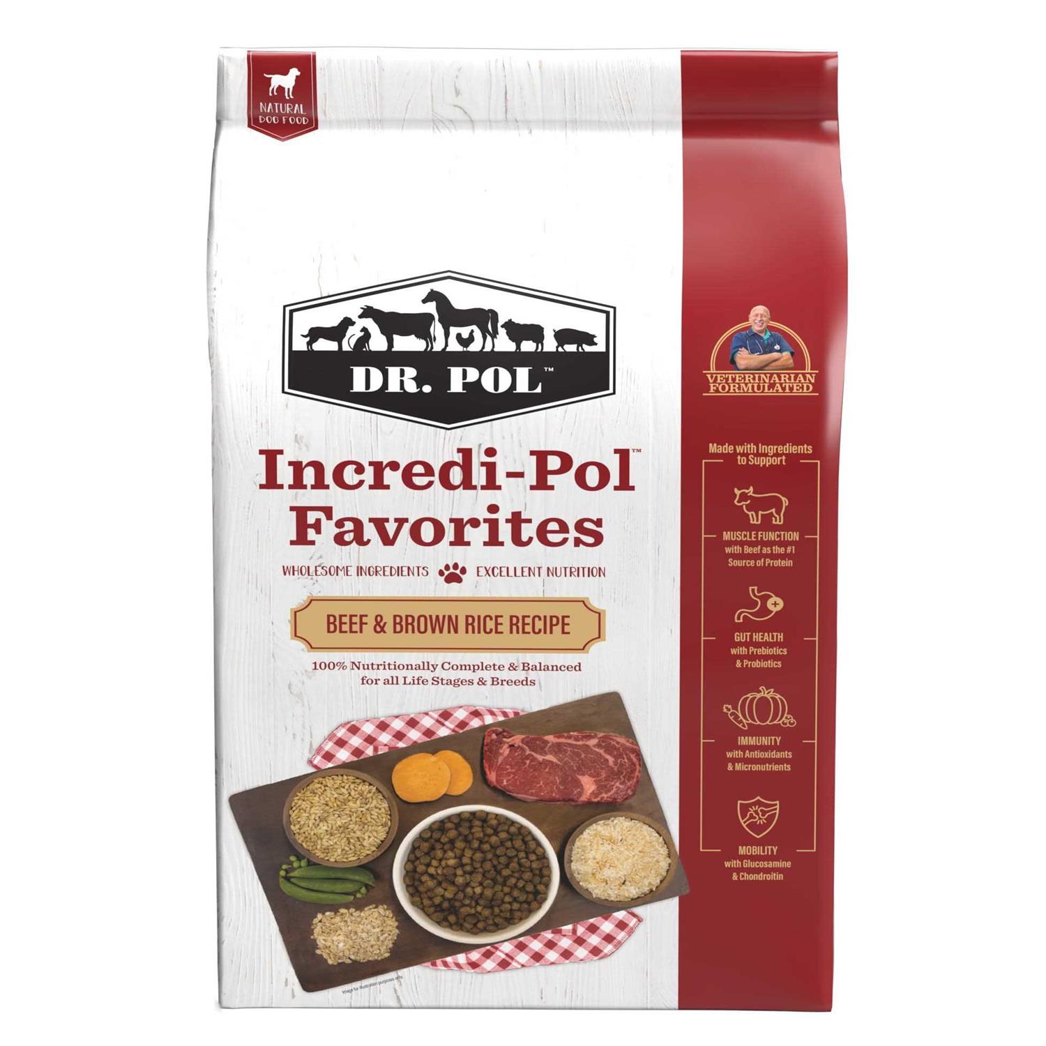 Dr. Pol Incredi-Pol Favorites Beef & Brown Rice Dog Food - Pet Supplies online store