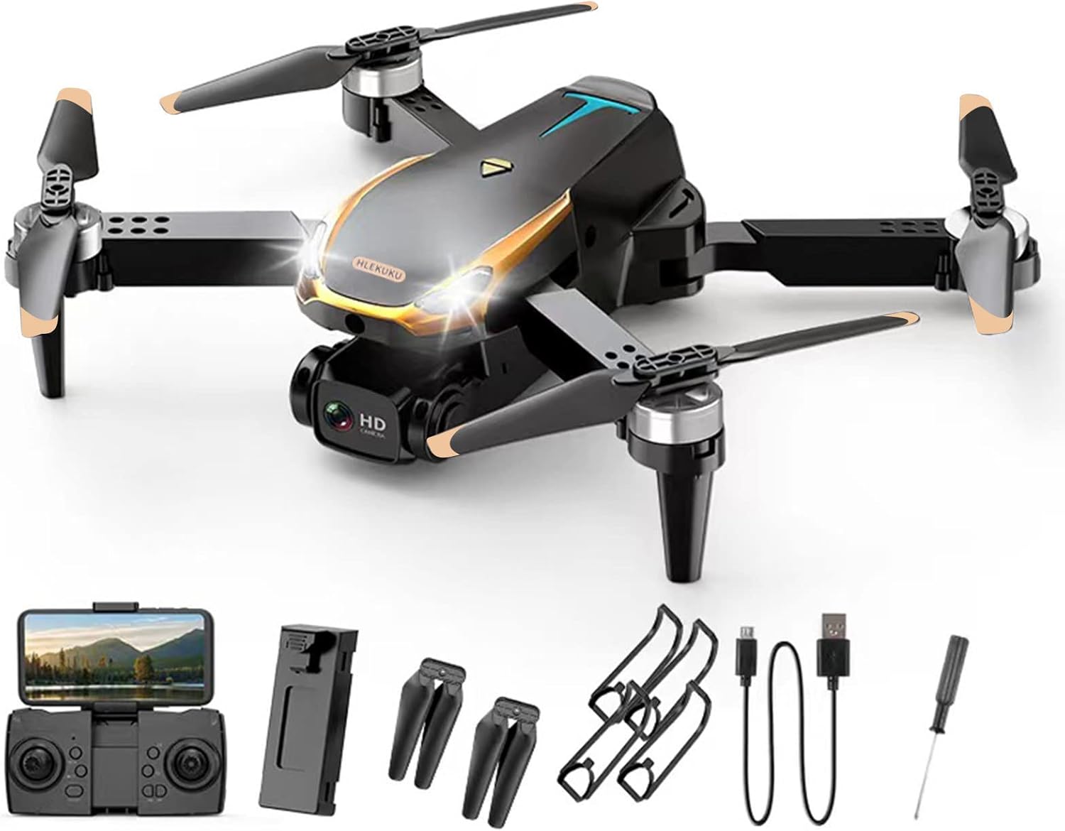 Drones With Camera For Adults 1080P HD, Foldable FPV Drone, Mini Drone with Camera, Headless Mode, Altitude Hold, 360° Flip, Speed Adjustment, One Key Start, Remote Control Toys Gifts (2×Camera)