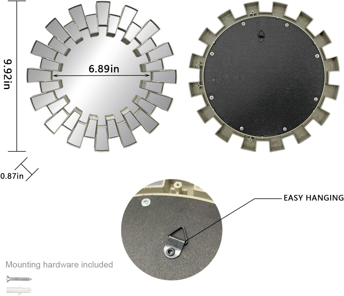 Cute Wall Mirror with Gear-Shaped Set of 3 Mini Wall Hanging Mirror Boho Home Decor for Apartment Living Room，Bedroom&Bathroom Ideas