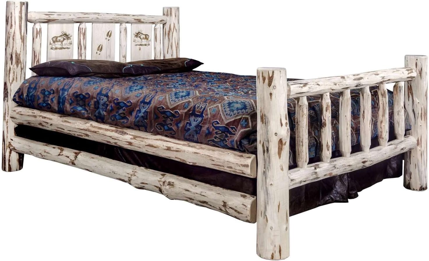 Montana Collection Full Bed w/Laser Engraved Moose Design, Ready to Finish