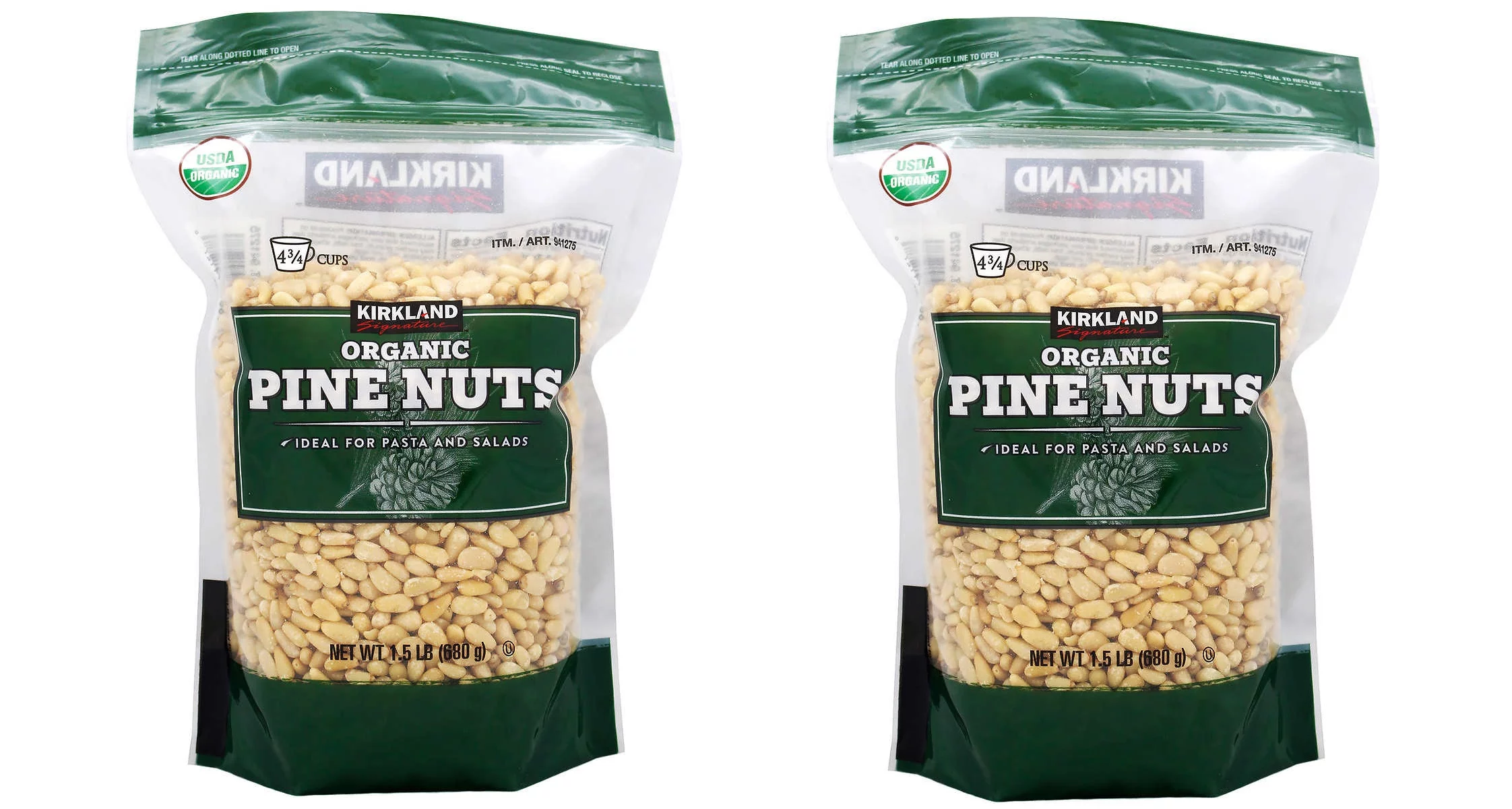 2 PACK | Kirkland Signature Organic Pine Nuts, 1.5 lbs