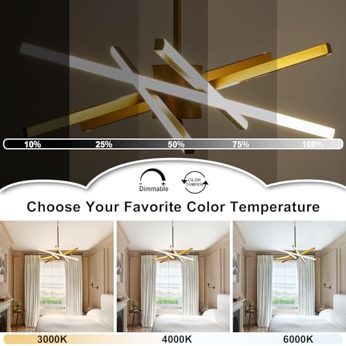 Modern Led Pendant Lights, Black and Gold Sputnik Chandelier with Remote Control, 12-Light Dimmable Adjustable Hanging Light Fixtures Kitchen Chandeliers Over Table for Bedroom Living Room Dining Room