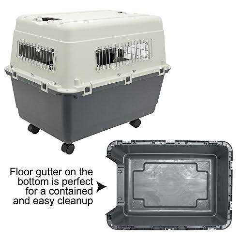 Sportpet Designs Plastic Kennels Rolling Plastic Wire Door Travel Dog Crate - Pet Supplies online store