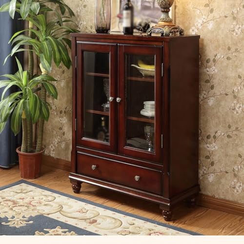 Bufetera Nordic Solid Wood Sideboard Retro Living Room Storage Cabinet Light Luxury Simple Tea Cabinet Wine Cabinet Combination