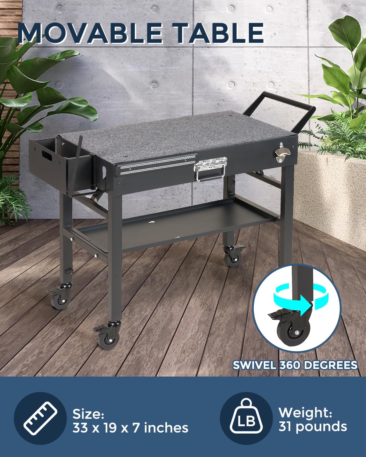 Portable Outdoor Grill Cart: Grill Tables For Outside - Fit Blackstone Griddle, Ninja Grill Stand - Outdoor Grill Table, Outdoor Food Prep And Pizza Oven Table Stand, For Cooking Camping