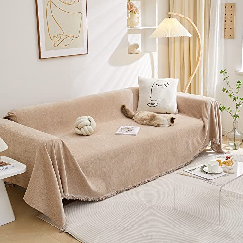 Couch Cover L Shape Sofa Cover for 3 Cushion Couch, Cover Protector Sofa Throw Cover for Couches Washable Soft Chenille Blend Modern Decorative for Living Room, 71