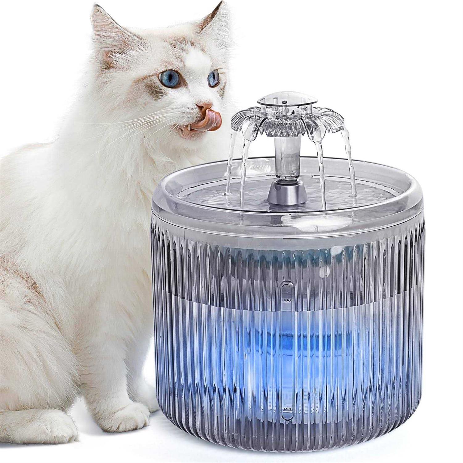Cat Water Fountain with LED Light 88oz/2.6L No Pawblems Ultra Quiet Pet Water Fountain with 2 Flow Modes - Pet Supplies online store