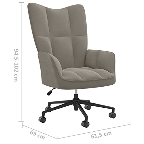 Relaxing Chair Light Gray Velvet,Modern Velvet Comfort Adjustable Swivel Office Chair for Living Room Living Room Armchairs, Recliners & Sleeper Chairs