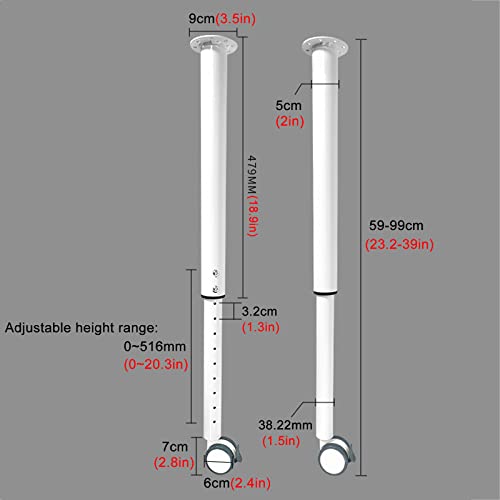 Furniture Support Leg Telescopic Table Feet Metal Furniture Leg with Caster Wheels,Iron Replacement Foot