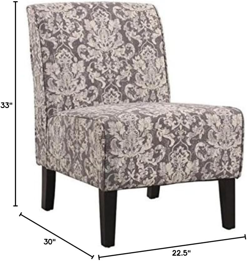 Atlin Designs Accent Fabric Slipper Chair in Gray Floral Pattern