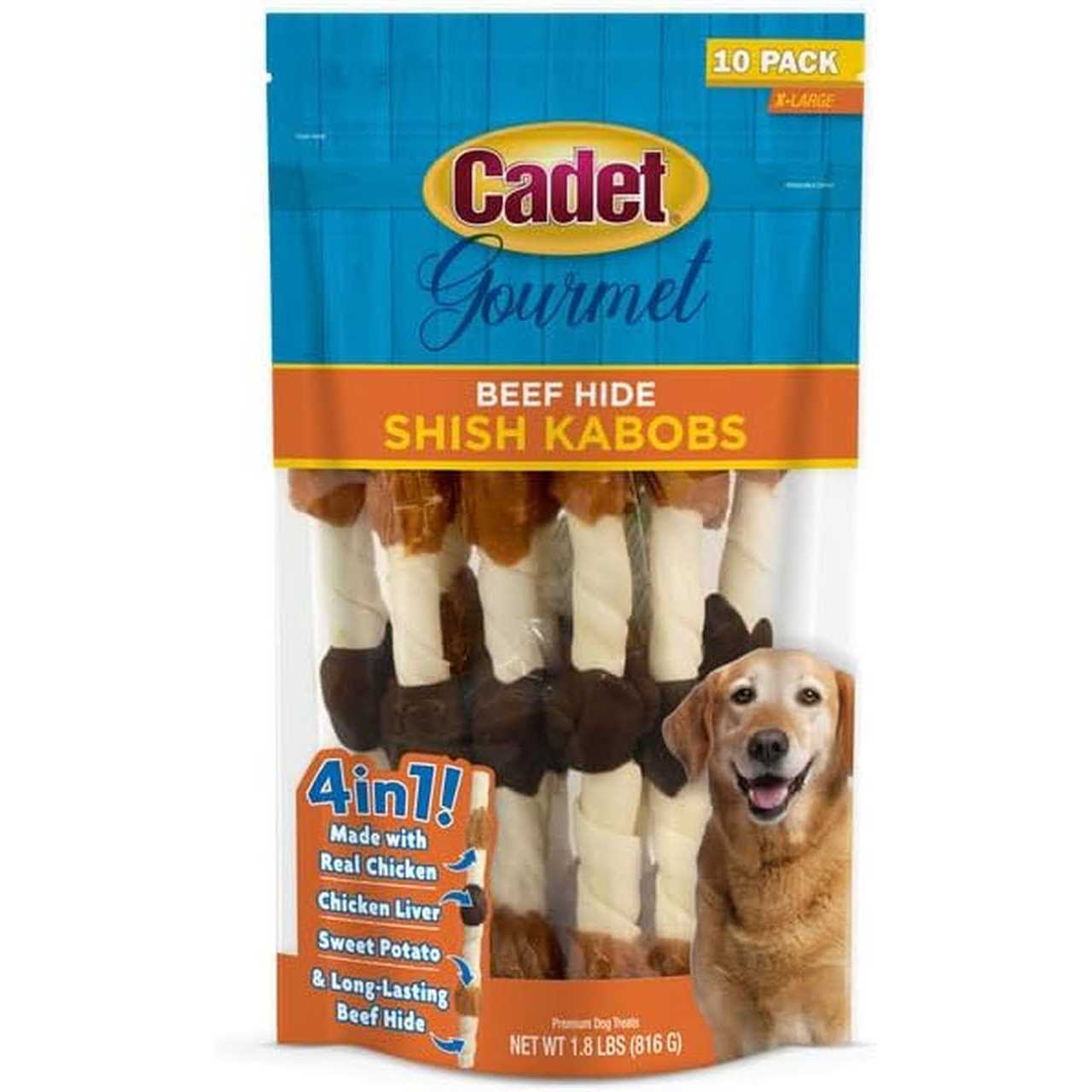 Cadet X-Large Dog Treat 4-in-1 Beef Hide Shish Kabobs - Pet Supplies online store