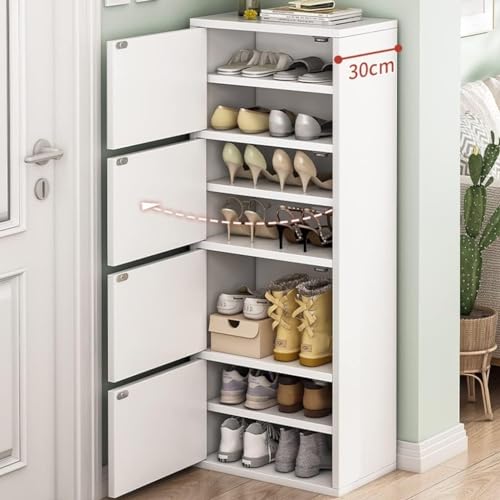 Simple Narrow Door Shoe Cabinet, Entrance 8 Tier Large Capacity Shoe Rack, Multi-Tier Shoe Organiser(118CM)