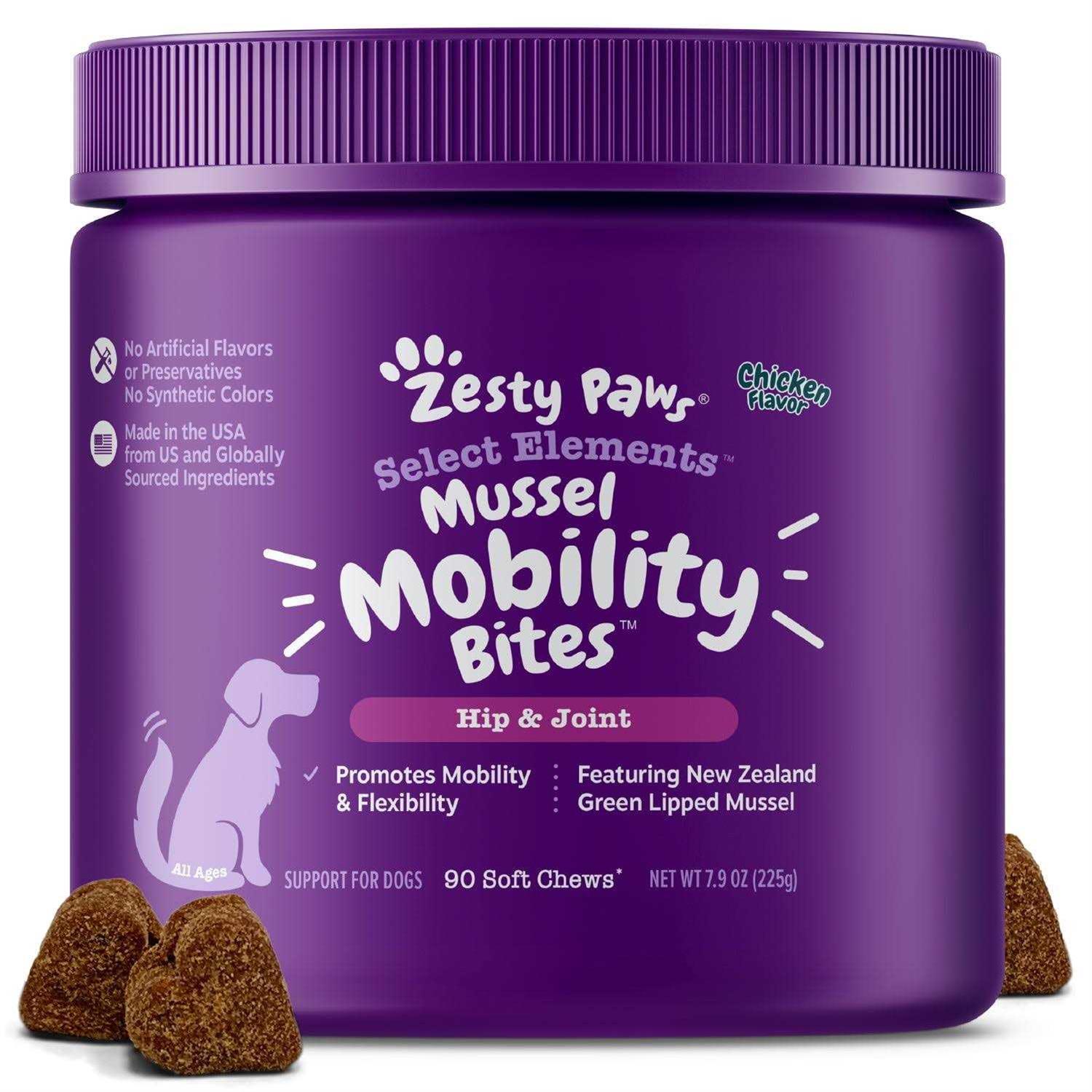 Zesty Paws New Zealand Green-Lipped Mussel Bites Hip & Joint Supplement for Dogs - Pet Supplies online store