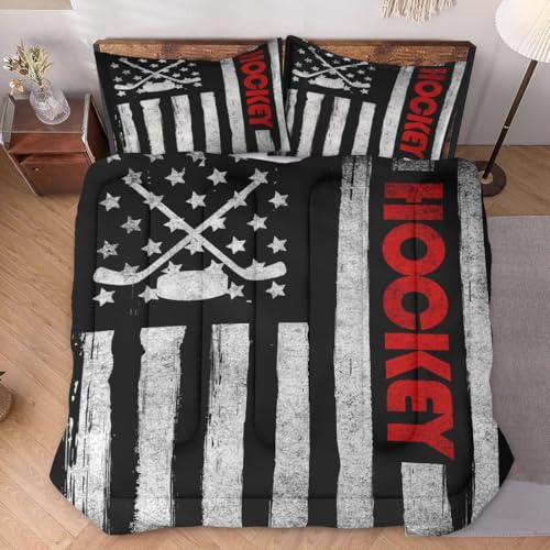 Comforter Set Full Size with 2 Pillowcases, American Baseball Bat Bedding Set for Kids and Adults, Cool Game Player Home Ball Soft Comforter Set for Bedroom Bed Decor