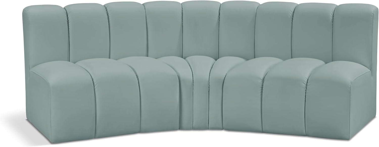 Meridian Furniture Arc Collection Modern | Contemporary Sofa with Soft Vegan Leather, Deep Channel Tufting, Modular, 86
