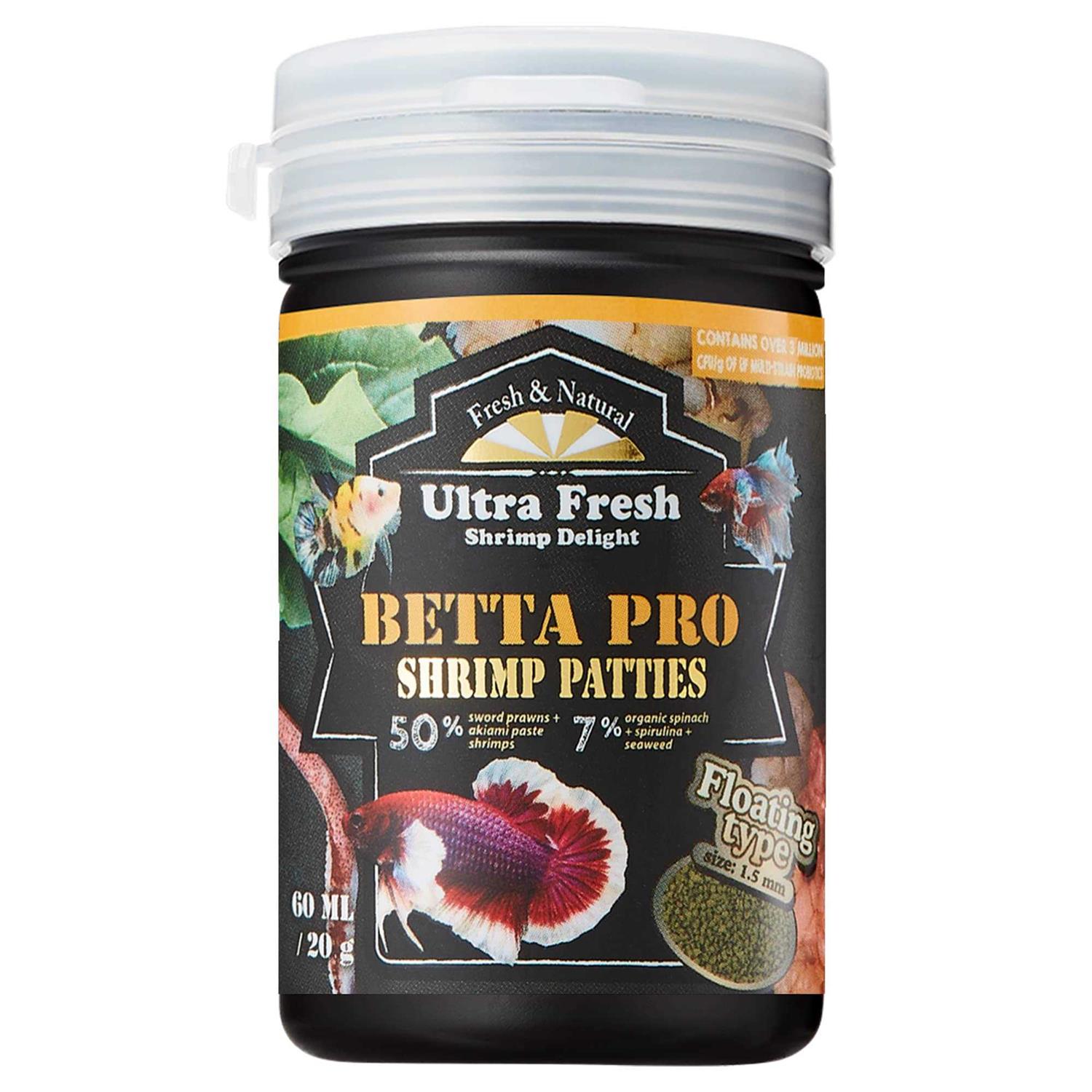 Ultra Fresh Betta Fish Food Pro Shrimp Patties 50% Sword Prawns + Akiami Paste Shrimps - Pet Supplies online store