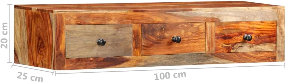 Console Table, Solid Wood Sofa Table with 3 Storage Drawers, Entryway Table Side Table for Living Room, Bedroom and Hallway, Easy to Assemble, Solid Sheesham Wood