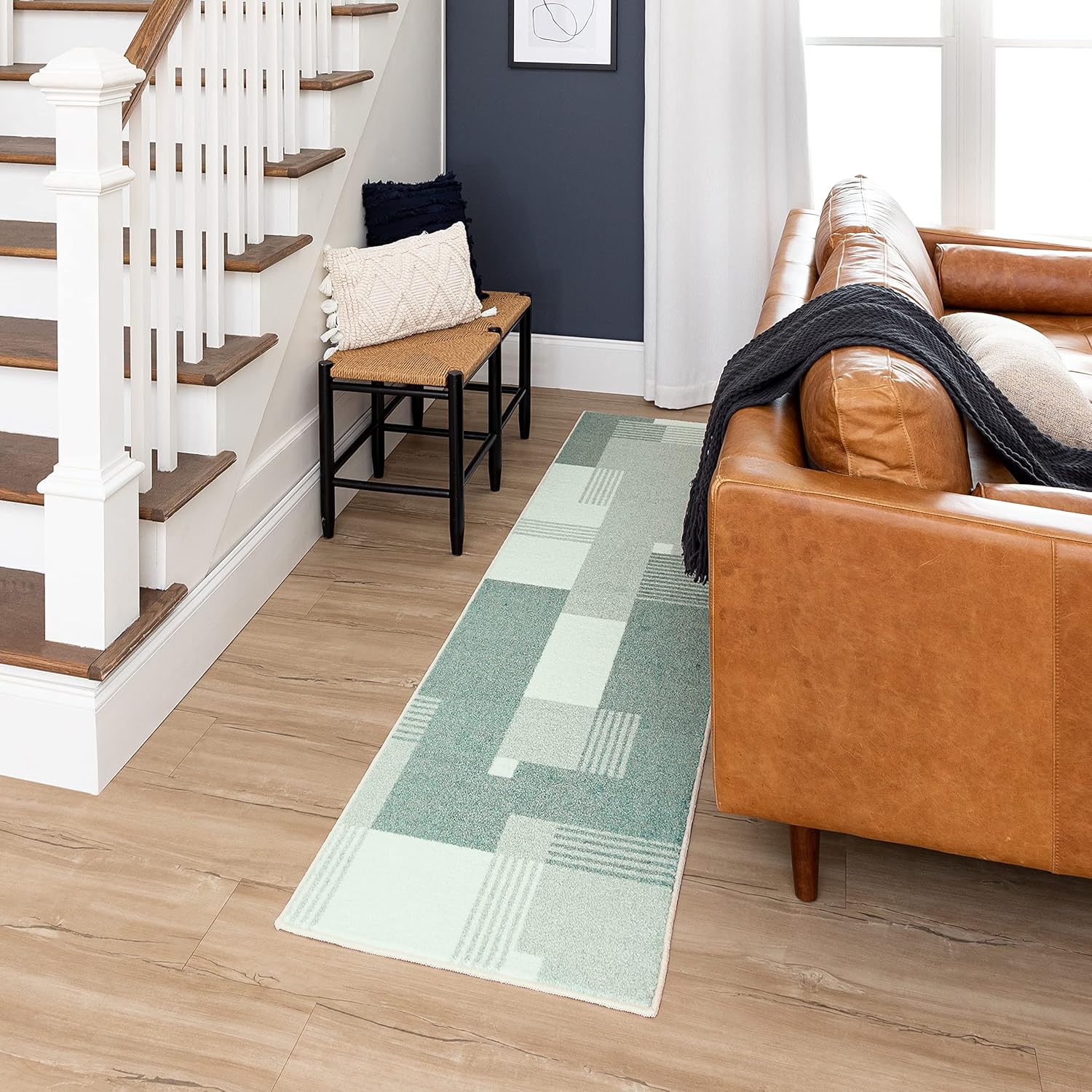 Mohawk Home Alliance Modern Geometric 2' x 8' Area Rug - Light Grey - Perfect for Living Room, Dining Room, Office