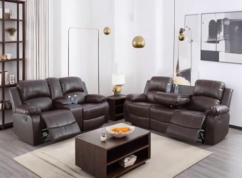 Recliner Sofa and Loveseat Sets for Living Room Furniture Sets, Linen Fabric Grey Reclining Sofa and Loveseat Set Reclining Sofa Loveseat Recliner(A-Grey)