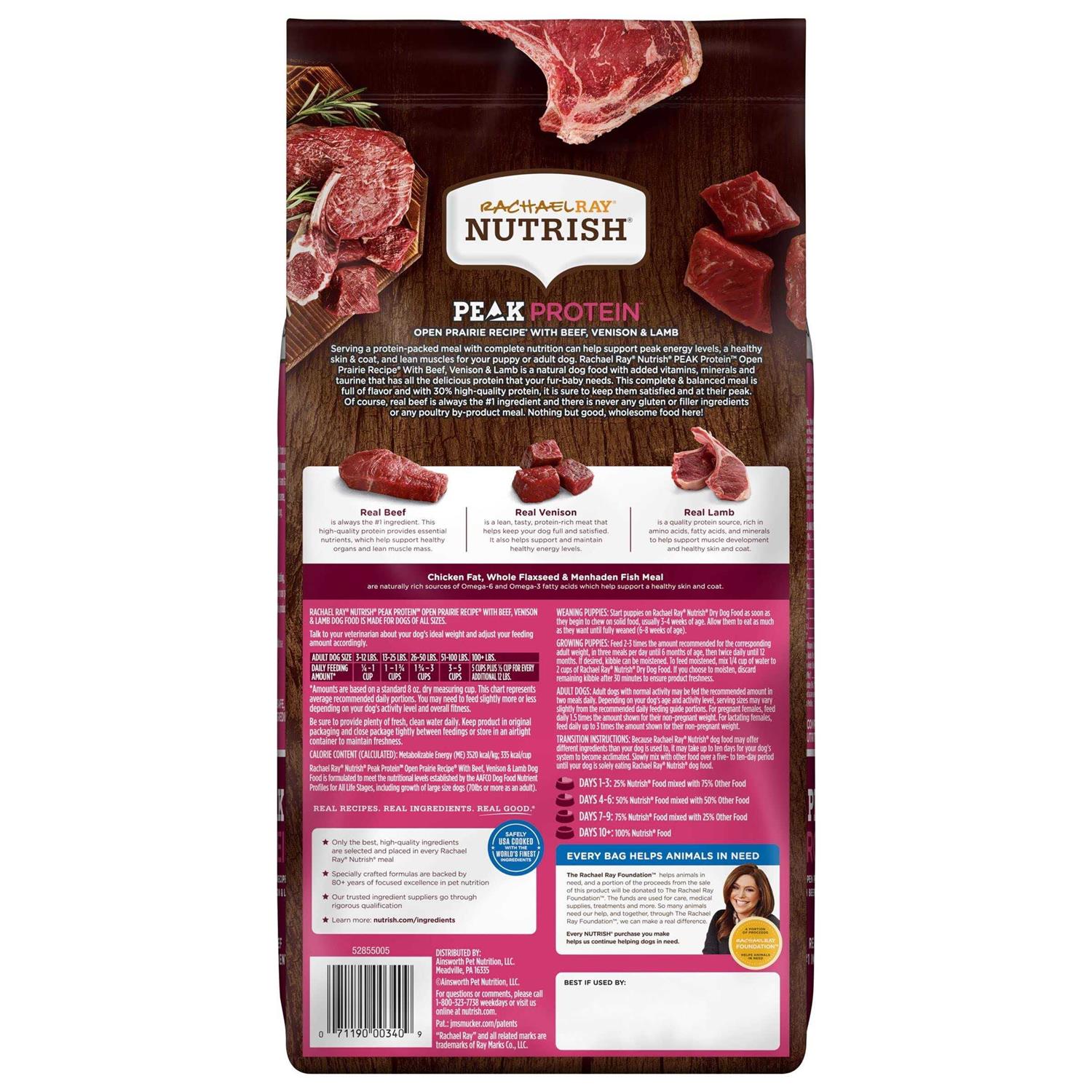 Rachael Ray Nutrish Peak Natural Dry Dog Food Open Prairie Recipe with Beef - Pet Supplies online store