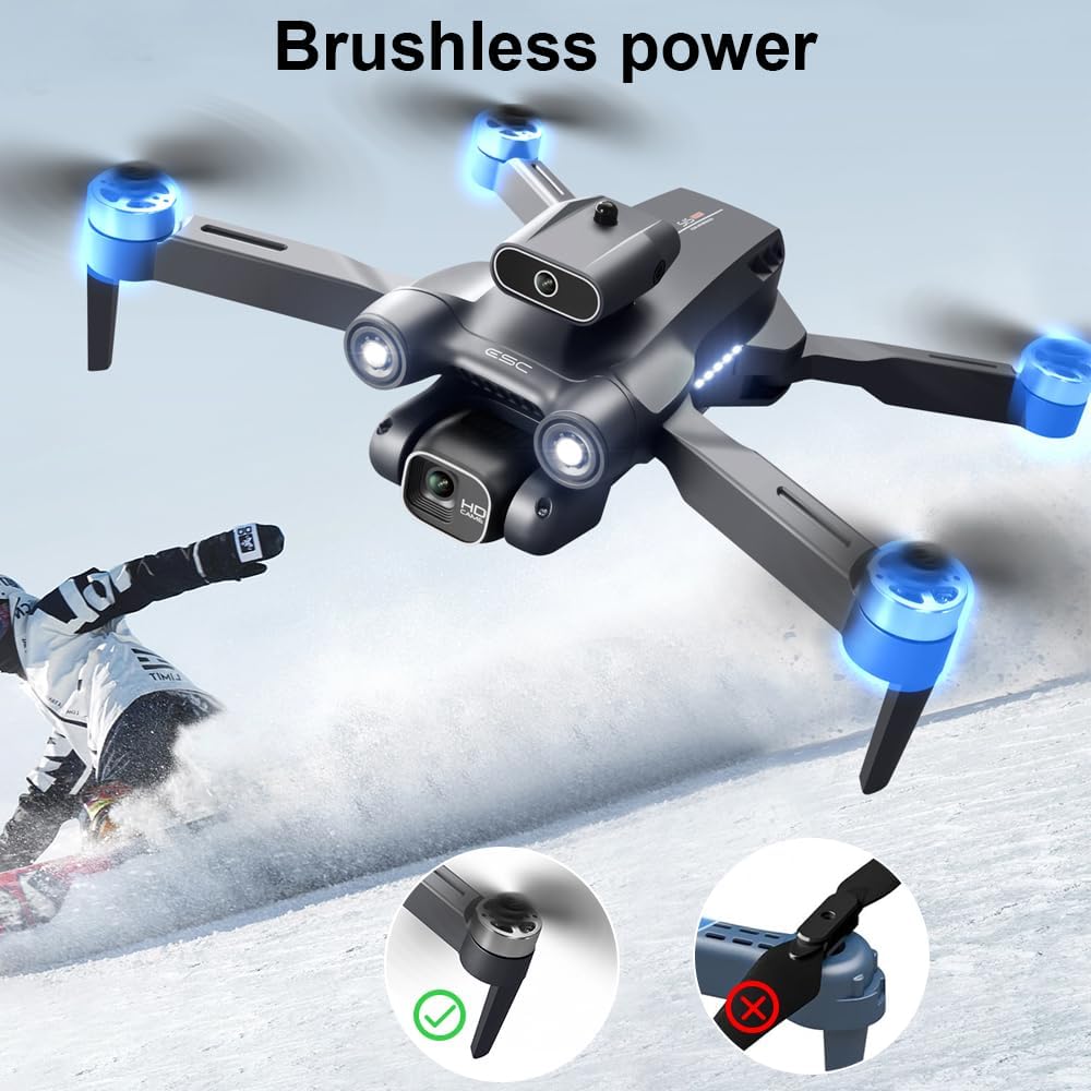 OBEST Mini Drone with 1080p Adjustable HD Camera, Brushless Motor Drone, Active Obstacle Avoidance, Optical Flow Positioning, Wireless FPV Transmission, 2 Batteries