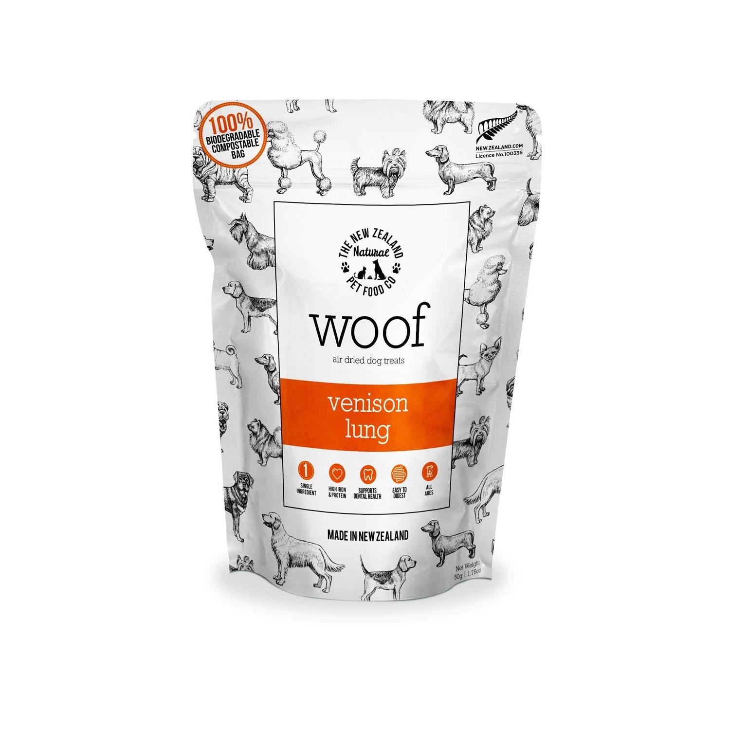 The New Zealand Natural Pet Food Co. Woof Venison Lung Air Dried Dog Treat - Pet Supplies online store