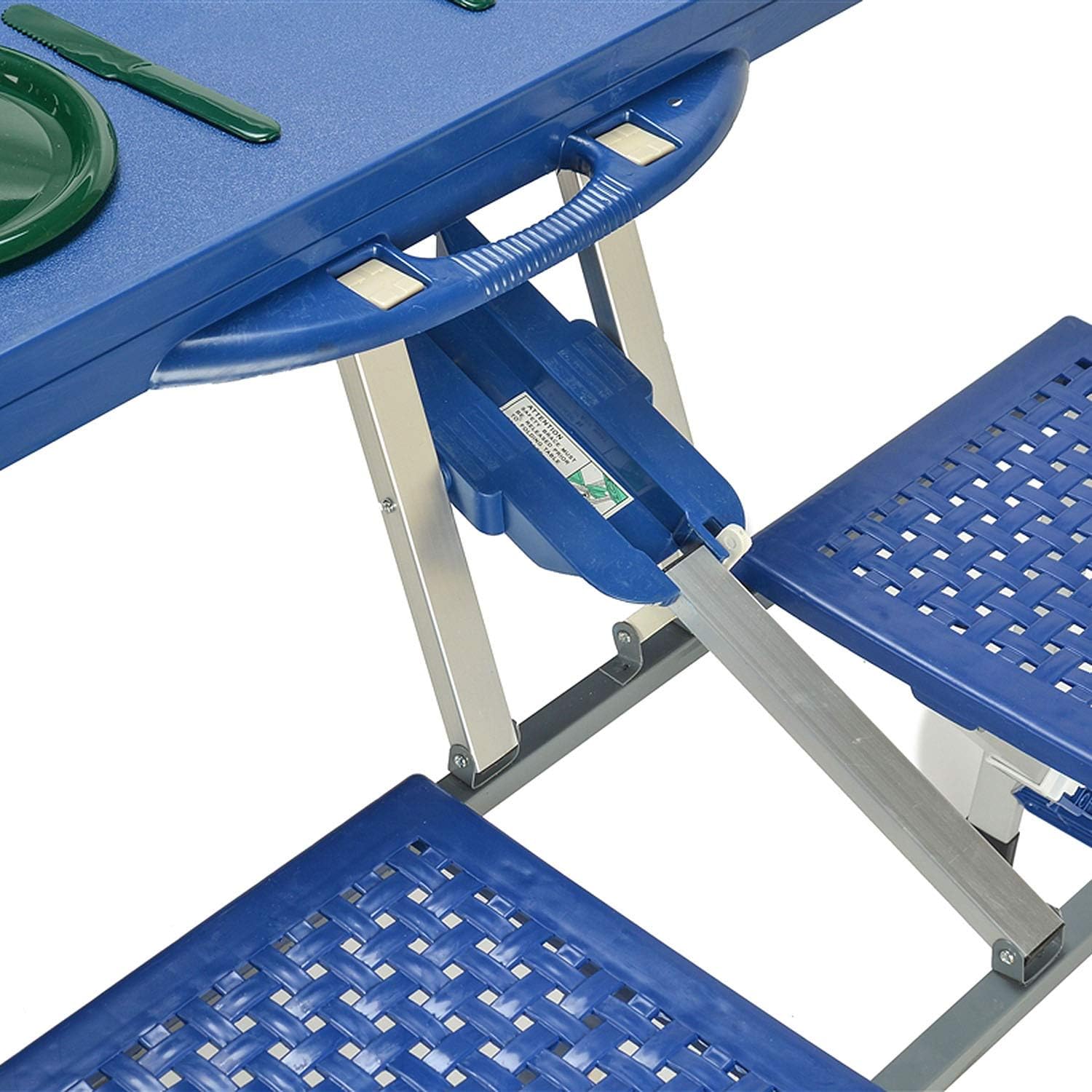 BIGTREE Portable Folding Compact Aluminum Indoor Outdoor Picnic Table with 4 Seats Blue