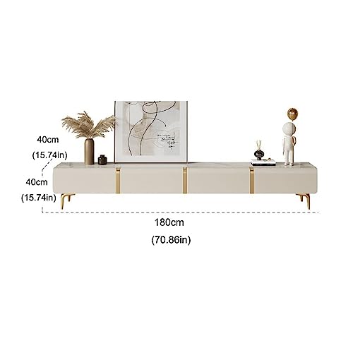 Tv Stand Tv Table Stand 70.8 Inch Slate Top TV Stand Cream Sideboard TV Stand Living Room Entertainment Center with 4 Storage Drawers Tv Stands for Living Room