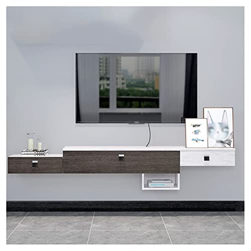 Floating TV Unit, Wall Mounted TV Cabinet, Floating Shelves with Door, Center Large Storage TV Bench, for Living Room & Office