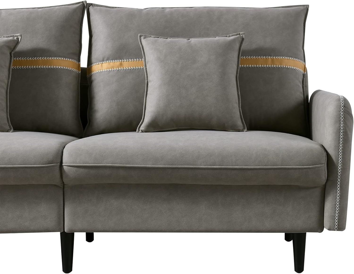 3-Seat Tufted Love Seat for Living Room, Bedroom, Office, Apartment, Dorm, Studio and Small Space, 3 Pillows Included(ILVERY Gray)