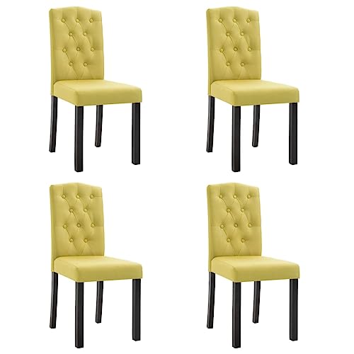 Dining Chairs 4 pcs Green Fabric,Green Fabric Dining Chairs with Comfortable Upholstery and Sturdy Rubber Wood Legs for Kitchen or Dining Room Kitchen Dining Room Chairs, Dining Room Furniture