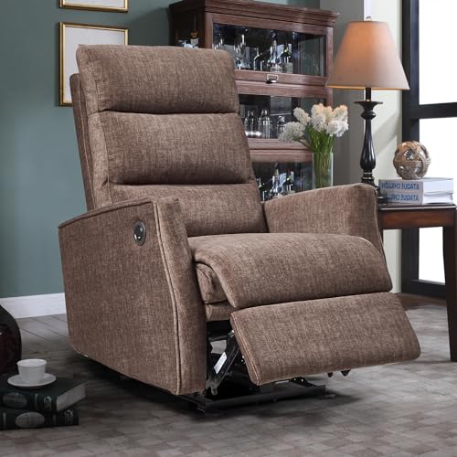 Electrical Power Recliner Chair with OKIN Motor for Living Room,Ergonomic Lounge Heavy Duty, Compact Living Room Fabric Single Sofa Chair with USB Port (Grey Fabric)