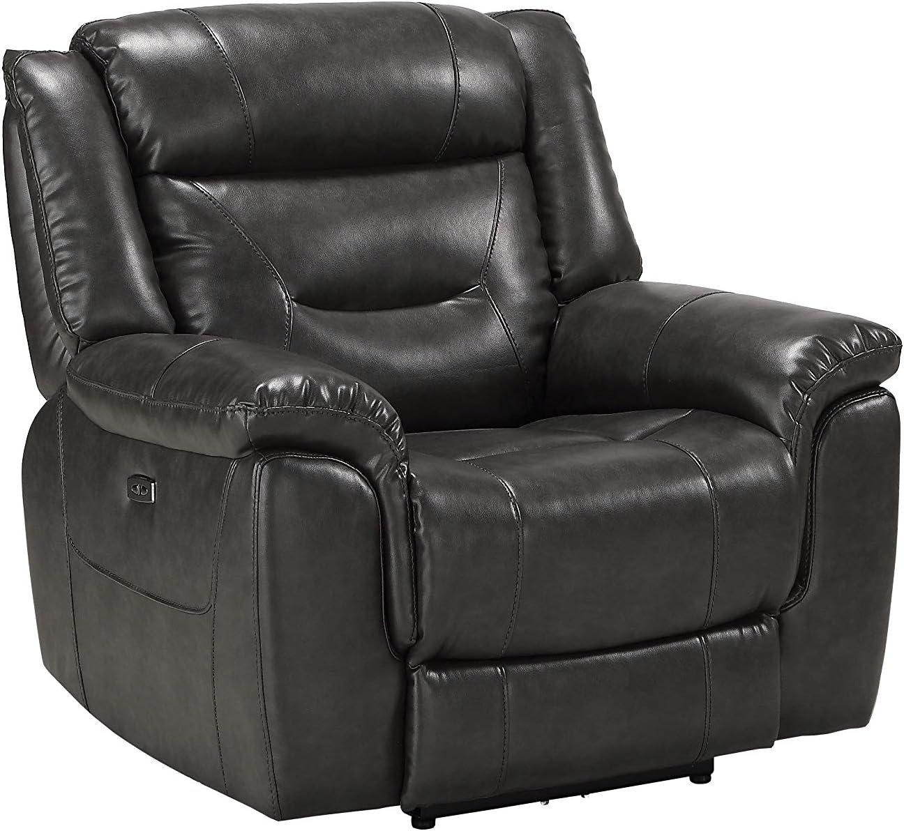 Imogen Recliner (Power Motion), Gray Leather-Aire 54807