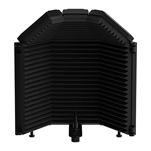 XTUGA Recording Microphone Isolation Shield High Density Absorbent Foam to Filter Vocal,Top Enclosed Foldable Soundproof Cover for Condenser Microphone Recording Equipment