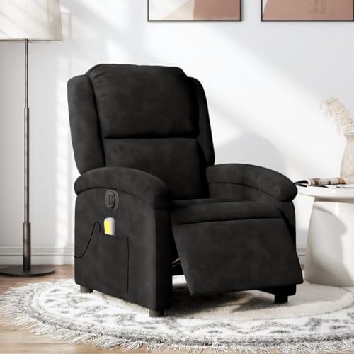 Electric Massage Recliner Chair Black Velvet,Ultimate Relaxation: Electric Massage Recliner Chair with Adjustable Backrest and Footrest Armchairs Recliner Sleeper Chairs for Living Room