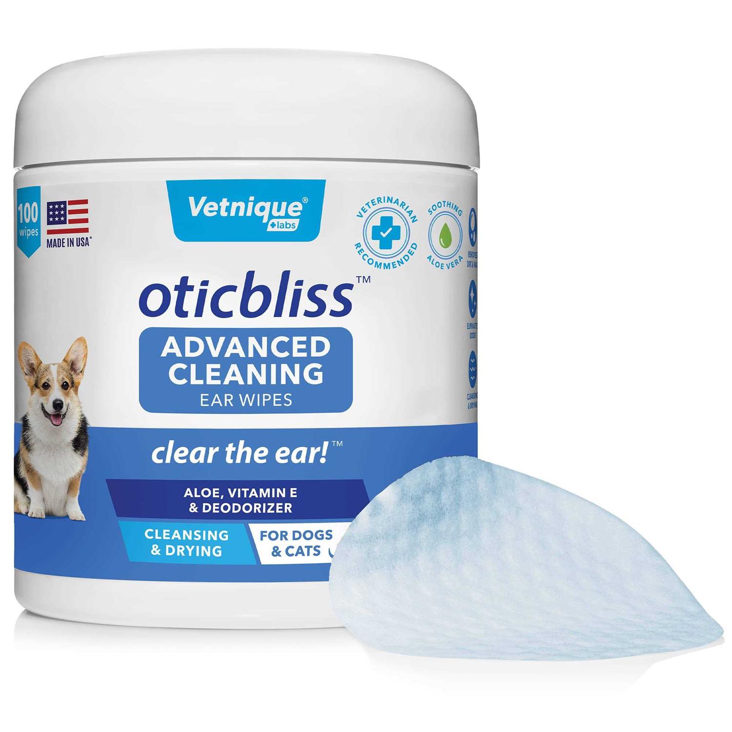 Vetnique Labs Oticbliss Ear Wipes Advanced Cleaning - Pet Supplies online store