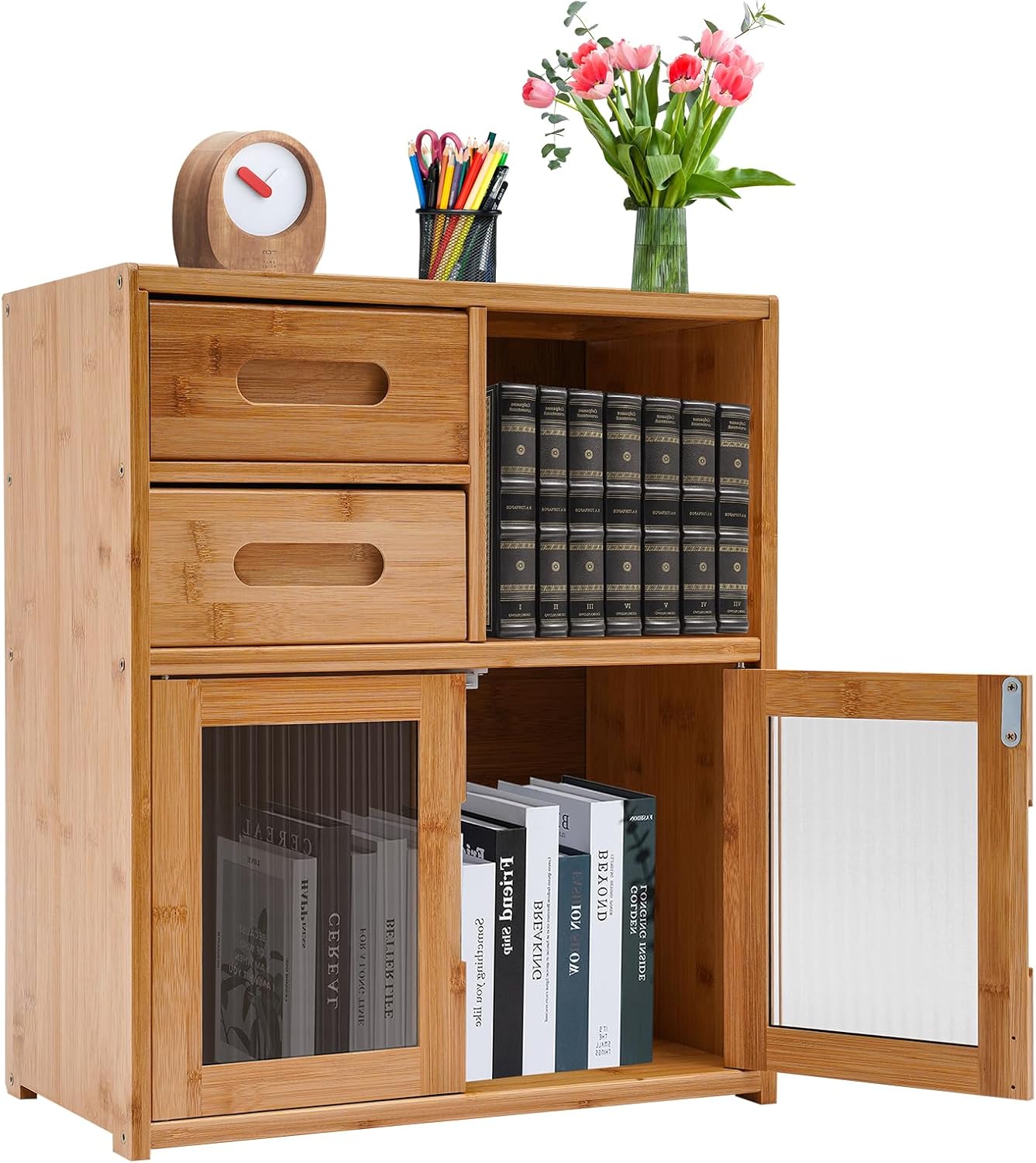 Kitchen Storage Cabinet,Bamboo Kitchen Pantry,Floor Mount Kitchen Pantry,Kitchen Pantry Sideboard,Wood Color,(16.5 * 9 * 18.9in,5.5 lbs),for Kitchen, Dining Room, Hallway, Living Room