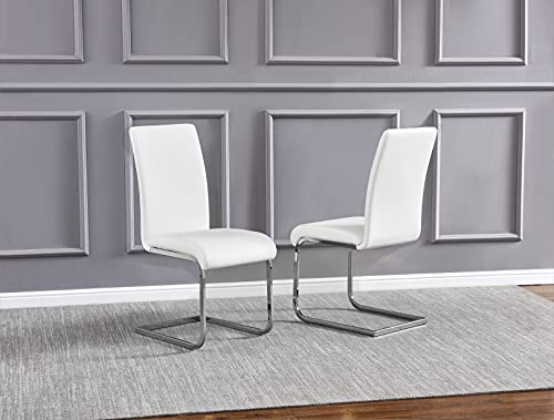 Best Master Furniture Mirage Faux Leather Parson Dining Chairs with Stainless Steel Frame, Set of 2, Black