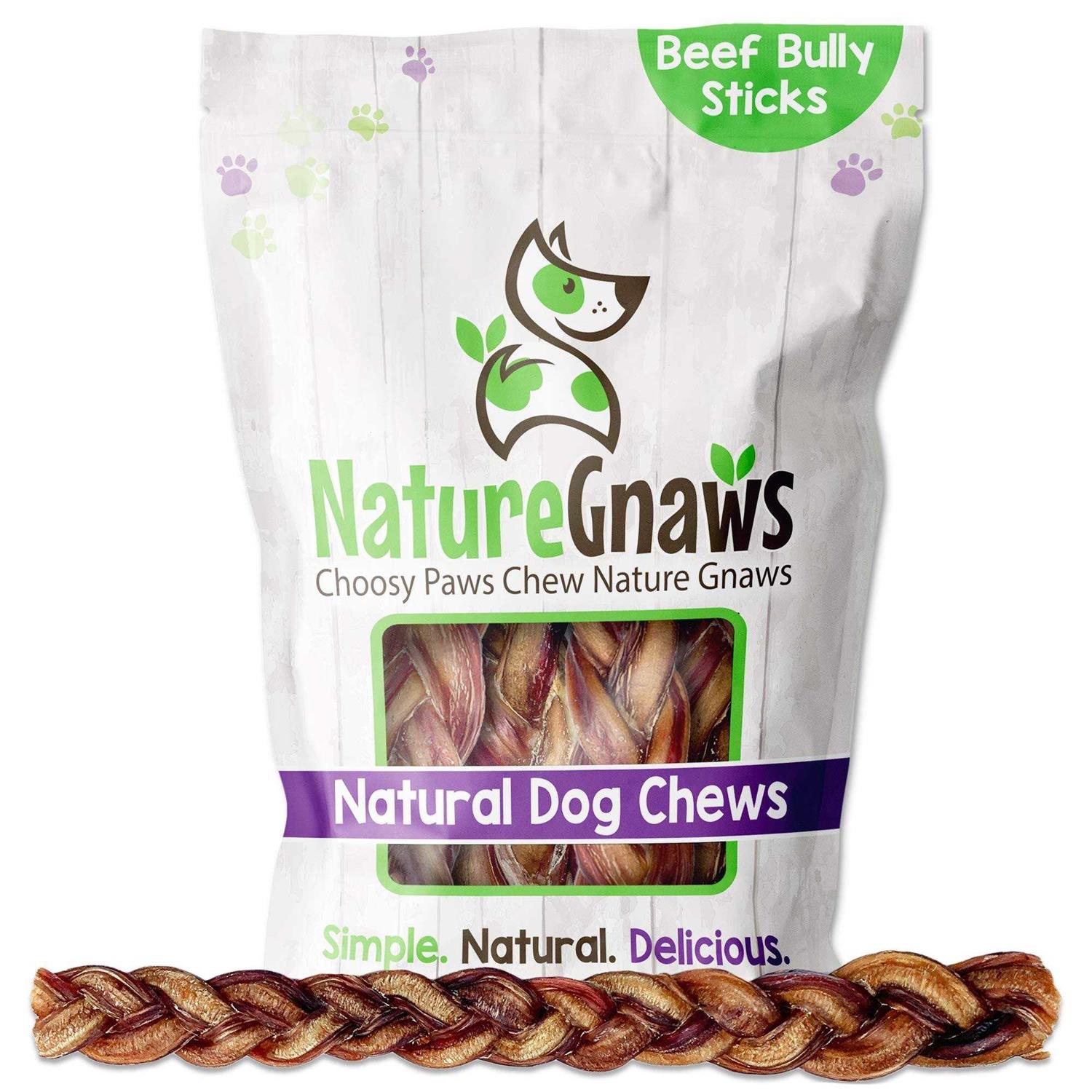 Nature Gnaws Braided Bully Sticks for Dogs Premium Natural Beef Bones - Pet Supplies online store