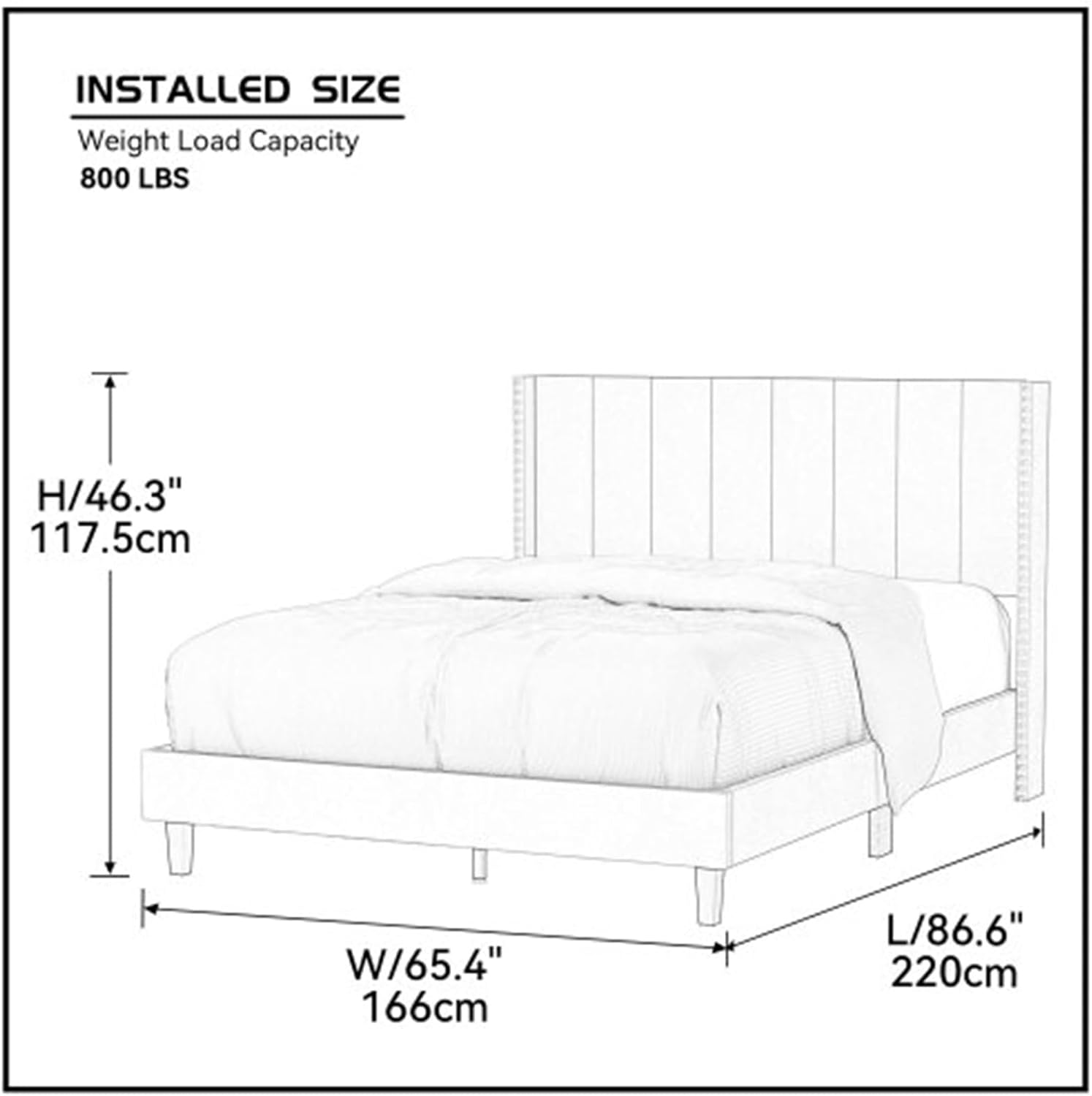 Home Single Double Bed Frame with Headboard Quality Simple Velvet Upholstered Bed Frame Beige