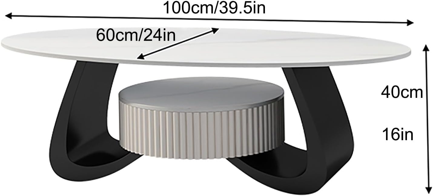 Coffee Table-Oval Table, Modern Coffee Table with Storage for Home Office, Simple Center Tables for Living Room, Sturdy and Easy Assembly, Easy Assembly