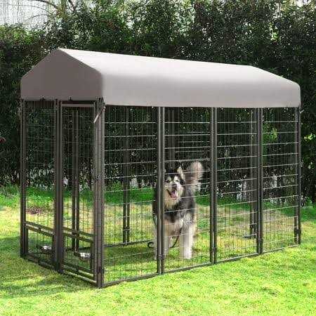 Veikous Outdoor Dog Kennel Rotating Feeding Door and Cover - Pet Supplies online store