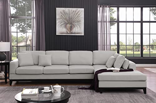 Roanne Modern Living Room Sectional Sofa in Linen Fabric (Dark Gray)