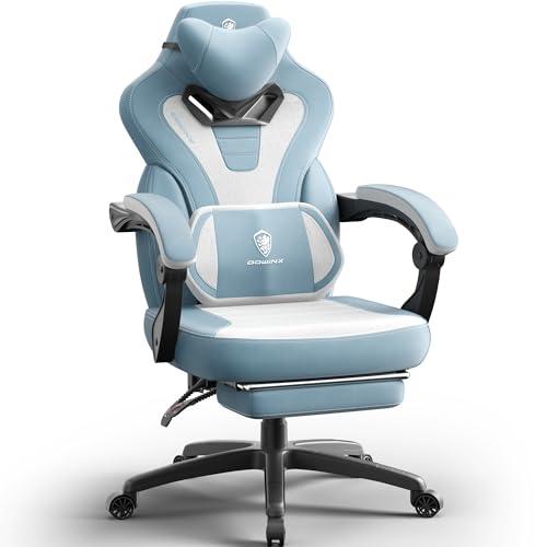 Dowinx Gaming Chair with Footrest, Big and Tall Gaming Chair for Heavy People, Computer/PC Gamer Chair for Adult with Massage (Black)