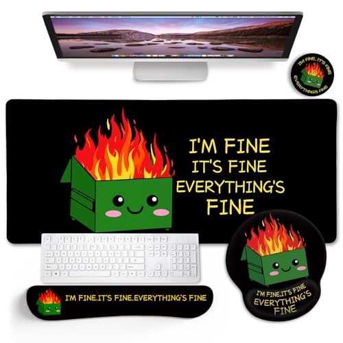 Mushroom Mouse Pad Desk Pad, Funny Cute Desk Mat Large Gaming Mouse Pad with Wrist Rest, Keyboard Pad Wrist Rest Ergonomic, Cup Coaster, Work Home Desk Accessories Office Supplies